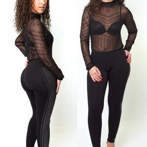 Shine On Me Mesh Studded Bodysuit